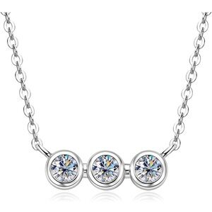 14k Bezel Three Diamond Necklace